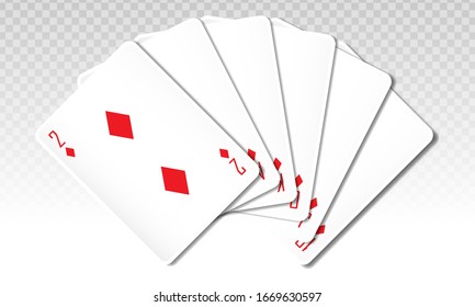 Straight flush diamond poker card. Flat vector icon for casino apps and websites