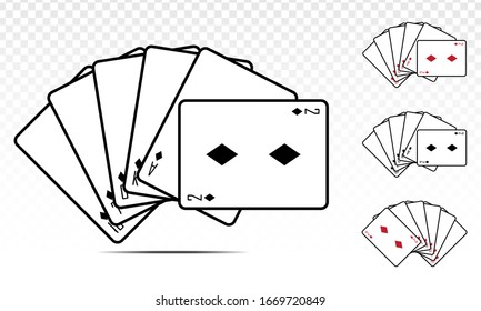 Straight flush diamond poker card. Flat vector icon for casino apps and websites