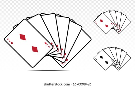 Straight flush diamond poker card. Flat vector icon for casino apps and websites