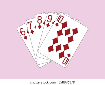 Straight Flush of Diamonds vector illustration