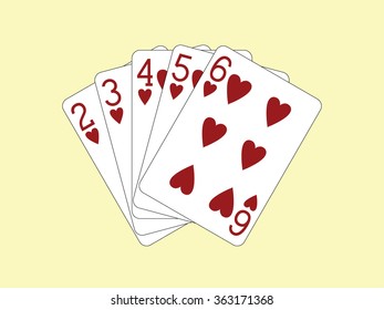 Straight Flush of Hearts vector illustration