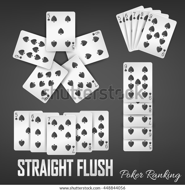 Straight Flush Poker Ranking Casino Sets Stock Vector Royalty Free