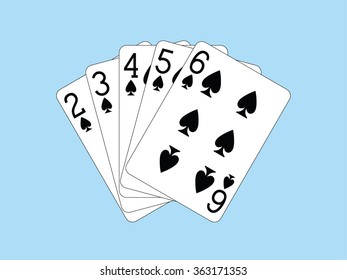 Straight Flush of Spades vector illustration