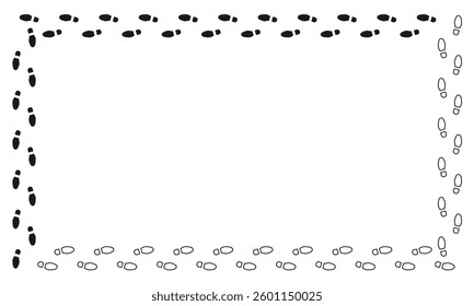 straight footprints of human shoes, vector illustration isolated on white background.