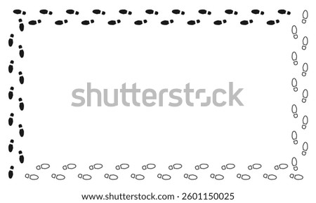 straight footprints of human shoes, vector illustration isolated on white background.