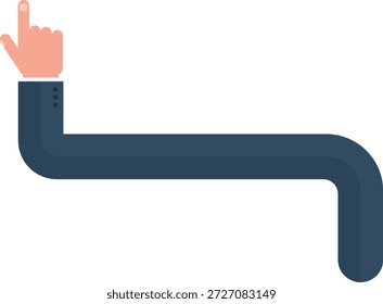 Línea gráfica recta con dos esquinas redondeadas en forma de una mano de negocios apuntando