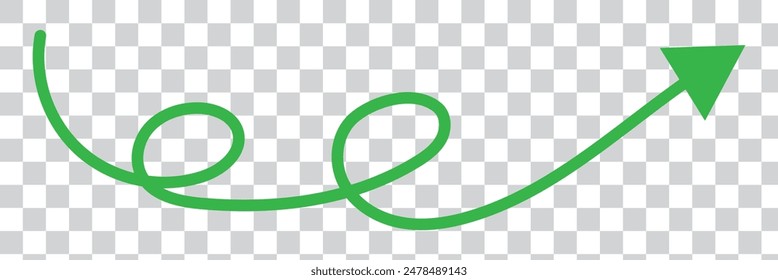  Straight green arrow - Long green arrow indication sign isolated on a transparent background - Vector illustration