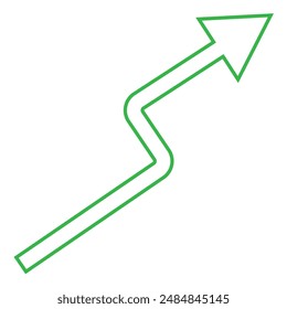 Flecha verde recta - Signo de indicación de flecha verde larga aislada sobre un fondo transparente - Ilustración vectorial