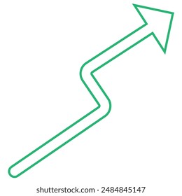 Gerader grüner Pfeil - Langes grünes Pfeilanzeigezeichen isoliert auf transparentem Hintergrund - Vektorillustration