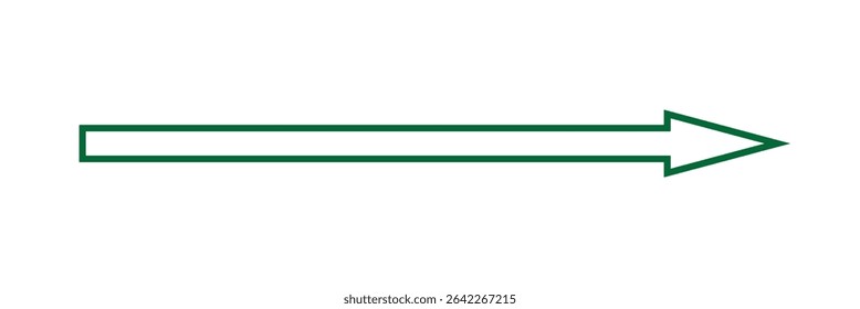 Straight green arrow - Long green arrow indication sign isolated on a transparent background - Vector illustration