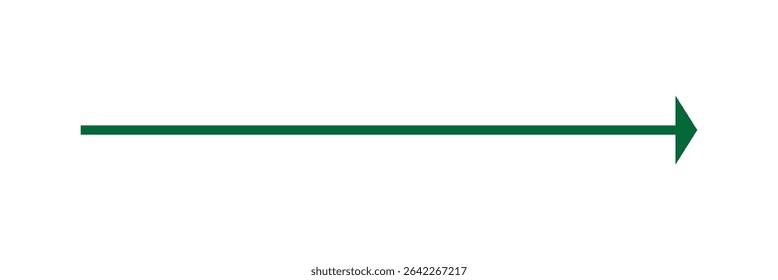 Straight green arrow - Long green arrow indication sign isolated on a transparent background - Vector illustration