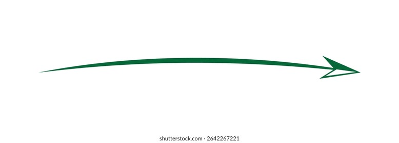 Straight green arrow - Long green arrow indication sign isolated on a transparent background - Vector illustration