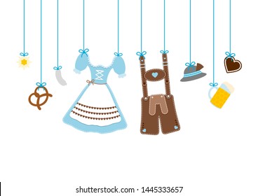 Straight Hanging Oktoberfest Icons Blue And Brown