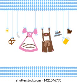Straight Hanging Oktoberfest Icons With Diamond Pattern Borders