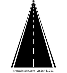 Straight highway road perspective view black and white vector illustration design