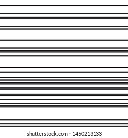 Straight horizontal black segments.Vector seamless texture. Modern geometric background. 
