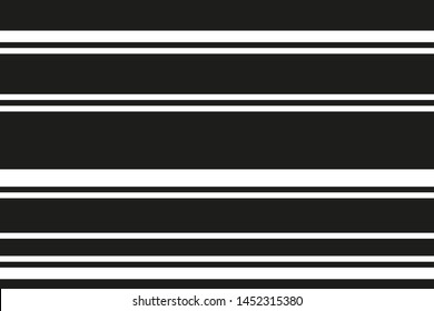 Straight horizontal black and white strips of different thickness. Classic geometric pattern. vector graphics
