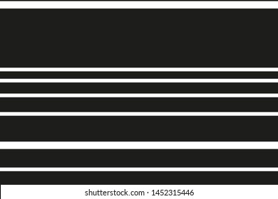 Straight horizontal black and white strips of different thickness. Classic geometric pattern. vector graphics
