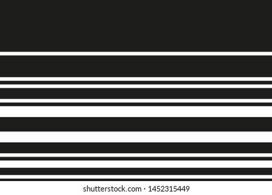 Straight horizontal black and white strips of different thickness. Classic geometric pattern. vector graphics

