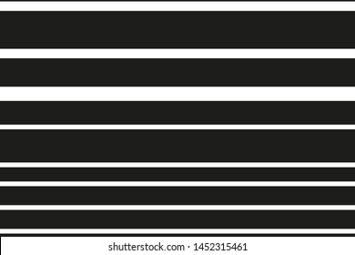 Straight horizontal black and white strips of different thickness. Classic geometric pattern. vector graphics
