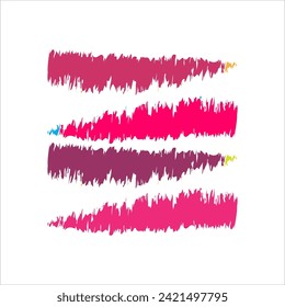 Straight horizontal line charcoal pencil. Vector set of black scribble strokes. Colorful and assorted charcoal texture lines, isolated on white background