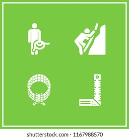 straight icon. 4 straight vector set. ruler and rope icons for web and design about straight theme