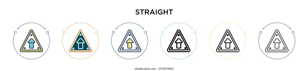 Straight icon in filled, thin line, outline and stroke style. Vector illustration of two colored and black straight vector icons designs can be used for mobile, ui, web