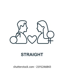 Straight icon. Line simple Lgbt icon for templates, web design and infographics
