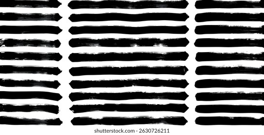 Straight ink vector lines megapack. Black handdrawn brushstroke text boxes.
