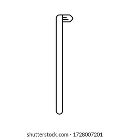 Straight interdental toothbrush with single tuft. Line art icon of monotuft brush with small head. Black illustration for additional cleaning of oral care. Contour isolated vector on white background