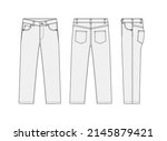 Straight jeans pants vector template illustration | white