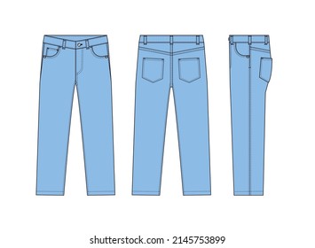 Straight jeans pants vector template illustration | blue