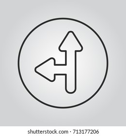 Straight and left ahead - road sign