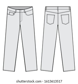 Straight Leg Pants Fashion Flats Template Stock Vector (Royalty Free ...