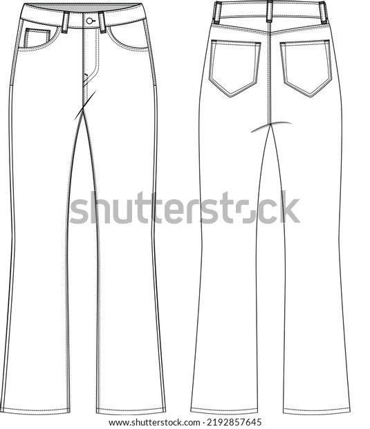 Straight Leg Technical Drawing Woman Pant Stock Vector (Royalty Free ...