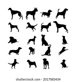 Straight Line Icon Set Dog, Great Dane, Akita, Pit Bull, Shepherd, Golden Retriever, Siberian Husky, Labrador, Rottweiler, Doberman. Editable Stroke Vector.