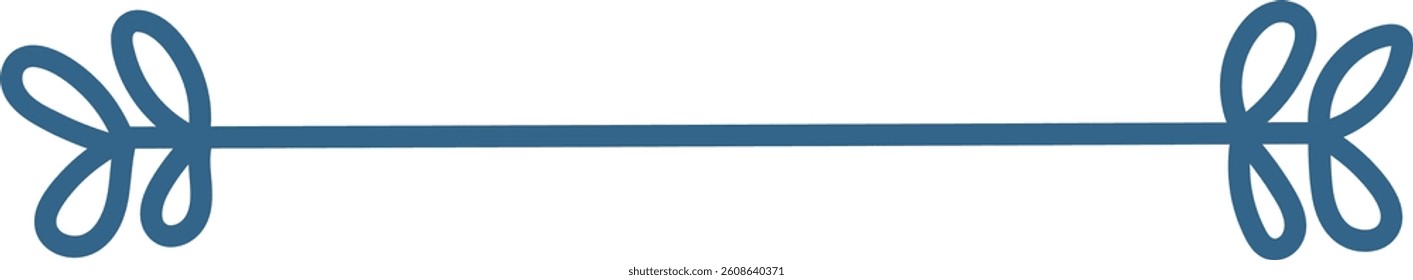 A straight line with looped ends in a minimalist style. The loops at each end create a balanced and elegant design. Cartoon vector illustration.