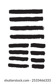 Straight Line Paint Brush Strokes Set. Graphic design elements and resources vector art