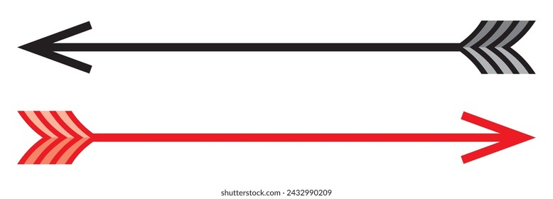 Straight line with point on start and arrow on finish. Symbol of direction, aim, target, path, easy challenge, fast way, ideal plan isolated on white background. Vector  illustration. AI 