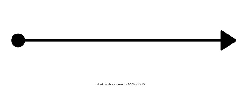 Straight line with point on start and arrow on finish. Symbol of direction, aim, target, path, easy challenge, fast way, ideal plan isolated on white background. Vector illustration. EPS file 84.