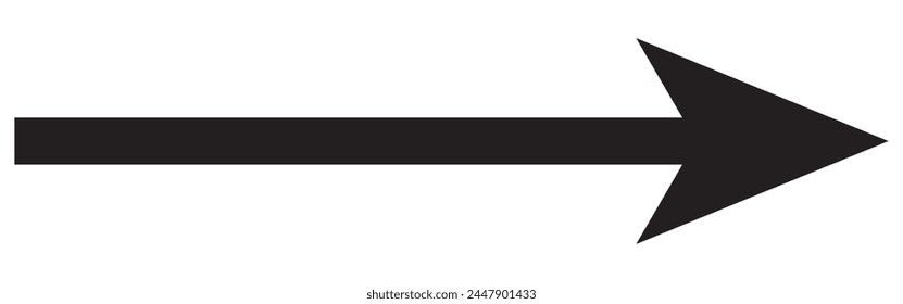 Straight line with point on start and arrow on finish. Symbol of direction, aim, target, path, easy challenge, fast way, ideal plan isolated on white background. Vector graphic illustration