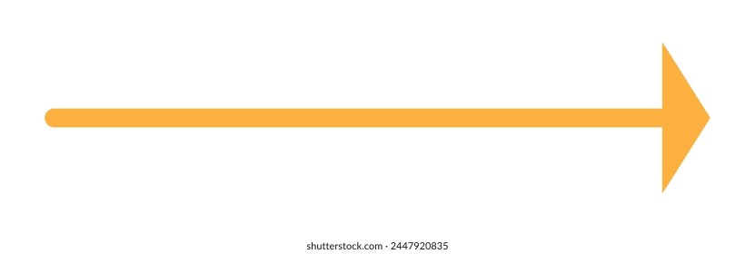 Straight line with point on start and arrow on finish. Symbol of direction, aim, target, path, easy challenge, fast way, ideal plan isolated on white background. Vector graphic illustration