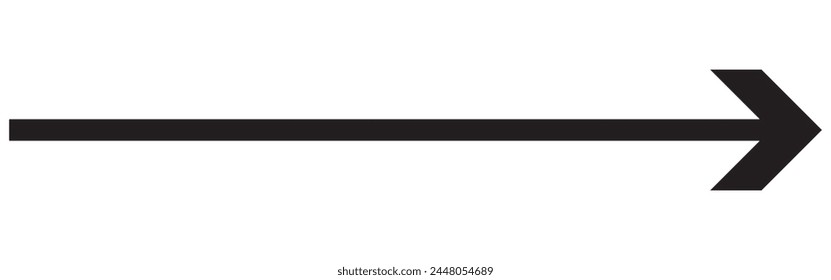 Straight line with point on start and arrow on finish. Symbol of direction, aim, target, path, easy challenge, fast way, ideal plan isolated on white background. Vector graphic illustration