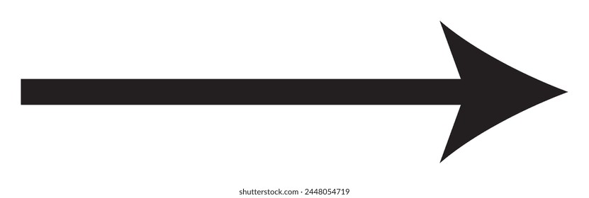 Straight line with point on start and arrow on finish. Symbol of direction, aim, target, path, easy challenge, fast way, ideal plan isolated on white background. Vector graphic illustration