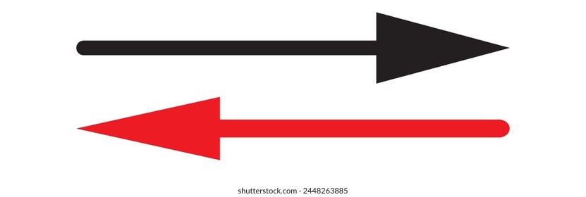 Straight line with point on start and arrow on finish. Symbol of direction, aim, target, path, easy challenge, fast way, ideal plan isolated on white background. Vector graphic illustration