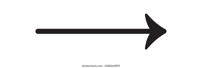 Straight line with point on start and arrow on finish. Symbol of direction, aim, target, path, easy challenge, fast way, ideal plan isolated on white background. Vector graphic illustration