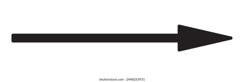 Straight line with point on start and arrow on finish. Symbol of direction, aim, target, path, easy challenge, fast way, ideal plan isolated on white background. Vector graphic illustration