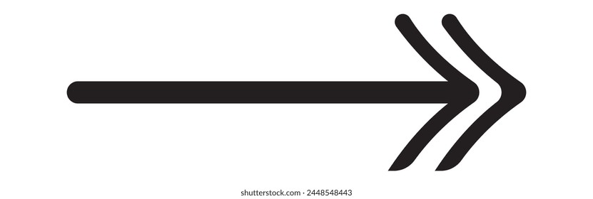 Straight line with point on start and arrow on finish. Symbol of direction, aim, target, path, easy challenge, fast way, ideal plan isolated on white background. Vector graphic illustration