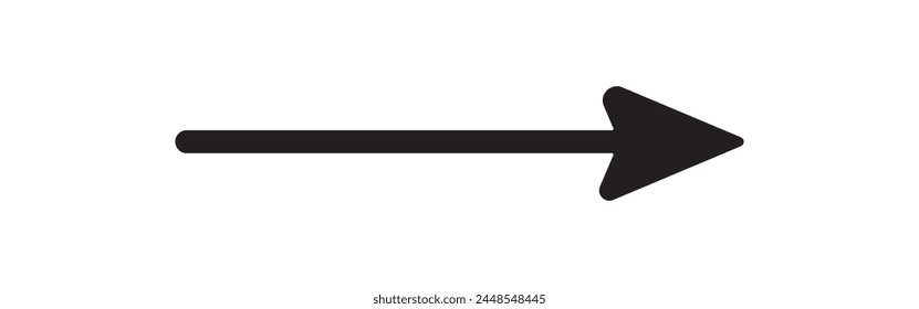 Straight line with point on start and arrow on finish. Symbol of direction, aim, target, path, easy challenge, fast way, ideal plan isolated on white background. Vector graphic illustration