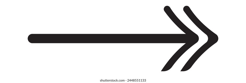 Straight line with point on start and arrow on finish. Symbol of direction, aim, target, path, easy challenge, fast way, ideal plan isolated on white background. Vector graphic illustration